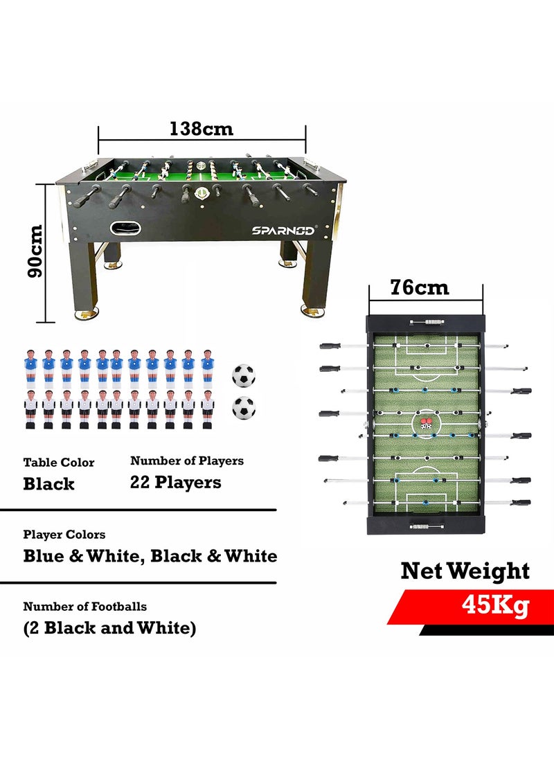 Sparnod Fitness SFT-50 4.5FT Professional Foosball Table – Durable MDF & PVC, 22 Player, Adjustable Steel Leg Leveler's, 8 PVC End Cap Rods, Includes 2 Balls & Chrome Cup Holders Ideal for Game Rooms