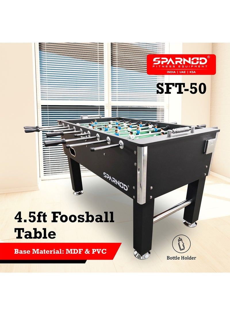 Sparnod Fitness SFT-50 4.5FT Professional Foosball Table – Durable MDF & PVC, 22 Player, Adjustable Steel Leg Leveler's, 8 PVC End Cap Rods, Includes 2 Balls & Chrome Cup Holders Ideal for Game Rooms