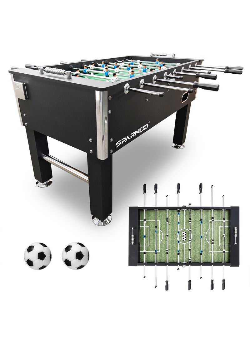 Sparnod Fitness SFT-50 4.5FT Professional Foosball Table – Durable MDF & PVC, 22 Player, Adjustable Steel Leg Leveler's, 8 PVC End Cap Rods, Includes 2 Balls & Chrome Cup Holders Ideal for Game Rooms