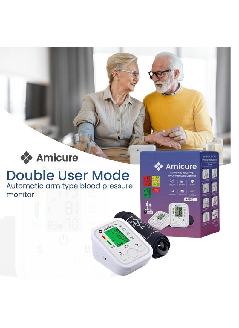 Blood Pressure Monitor Automatic Upper Arm Digital BP Machine for Home Use with Voice Function Heart Rate Monitor Good Display and 3 colors Backlight Accurate BP Cuff Kit, Cuff 22-36Cm