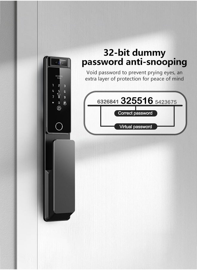 Smart Lock ,Smart Door Lock Palm Print Unlock,Face Recognition Unlock Two way audio, Fingerprint Door Lock ,WiFi Door Lock With 6068 Mortise, Tuya App Control,Durable CNC-Machined Aluminum Alloy