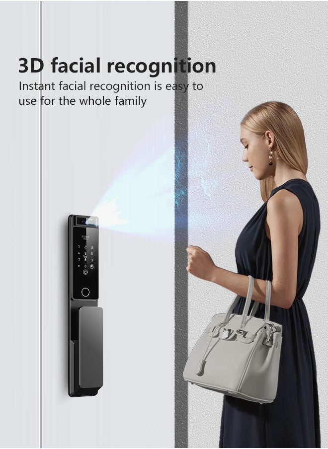 Smart Lock ,Smart Door Lock Palm Print Unlock,Face Recognition Unlock Two way audio, Fingerprint Door Lock ,WiFi Door Lock With 6068 Mortise, Tuya App Control,Durable CNC-Machined Aluminum Alloy