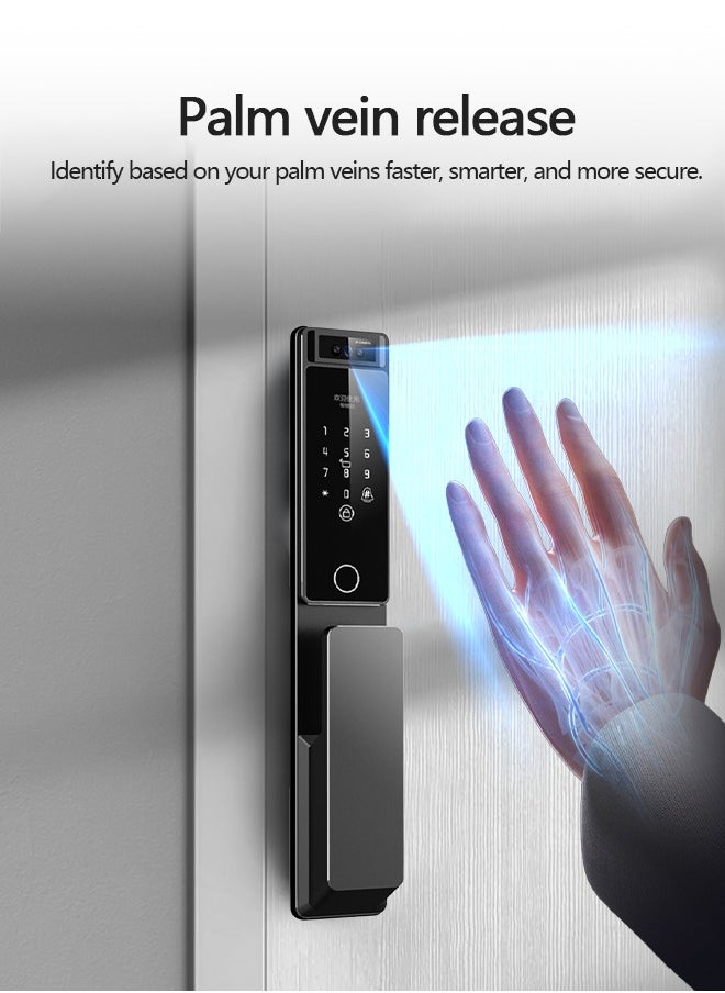 Smart Lock ,Smart Door Lock Palm Print Unlock,Face Recognition Unlock Two way audio, Fingerprint Door Lock ,WiFi Door Lock With 6068 Mortise, Tuya App Control,Durable CNC-Machined Aluminum Alloy