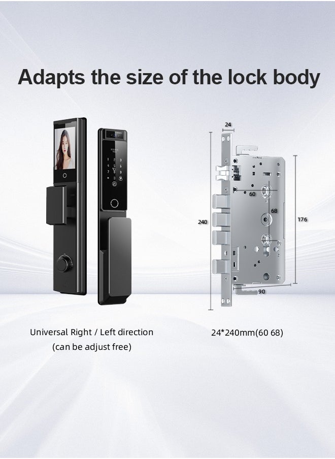 Smart Lock ,Smart Door Lock Palm Print Unlock,Face Recognition Unlock Two way audio, Fingerprint Door Lock ,WiFi Door Lock With 6068 Mortise, Tuya App Control,Durable CNC-Machined Aluminum Alloy