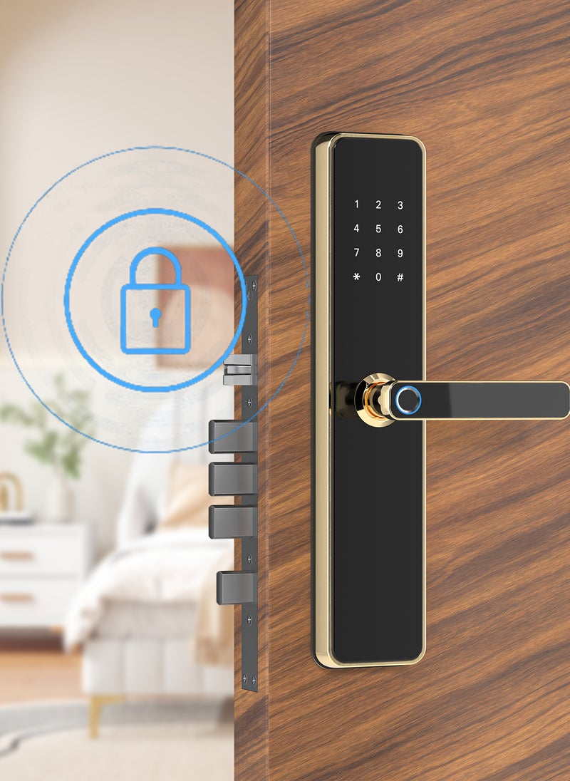 Smart Fingerprint Electronic Door Lock, Fingerprint/Card/Key/Password/Bluetooth, Suitable for Home, Apartment, Office, Hotel