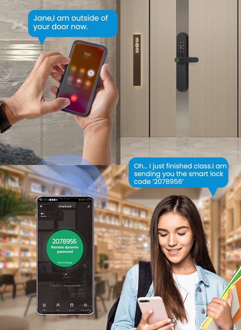 Smart Fingerprint Electronic Door Lock, Fingerprint/Card/Key/Password/Bluetooth, Suitable for Home, Apartment, Office, Hotel