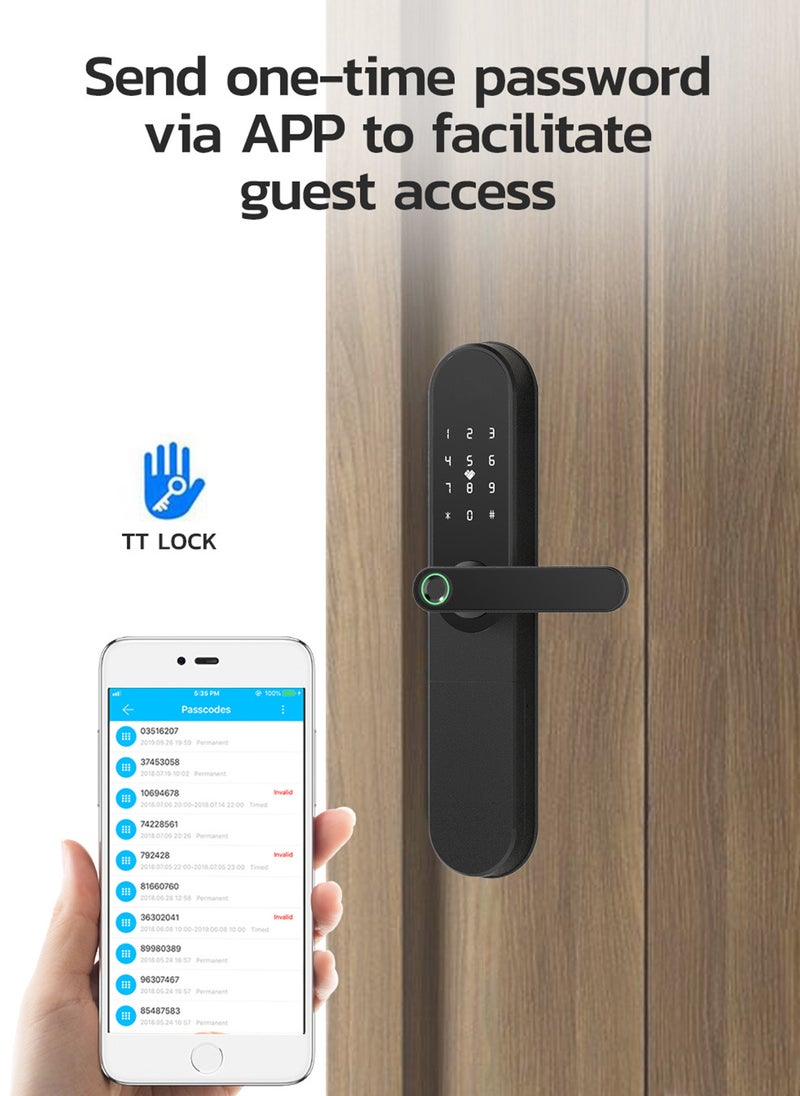 Smart Fingerprint Electronic Door Lock, Fingerprint/Card/Key/Password/Bluetooth, Suitable for Home, Apartment, Office, Hotel