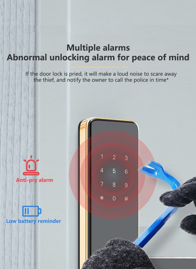 Smart Fingerprint Electronic Door Lock, Fingerprint/Card/Key/Password/Bluetooth, Suitable for Home, Apartment, Office, Hotel