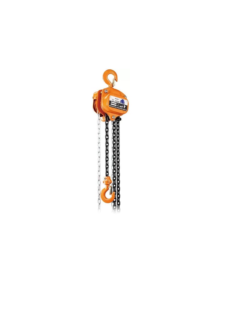 Manual Chain Block Hoist Come Along 1 TON 1100 LBS Cap 3 Metre Lift 2 Heavy Duty Hooks Commercial Grade Steel for Lifting Pulling Construction Building Garage Warehouse Automotive Machinery