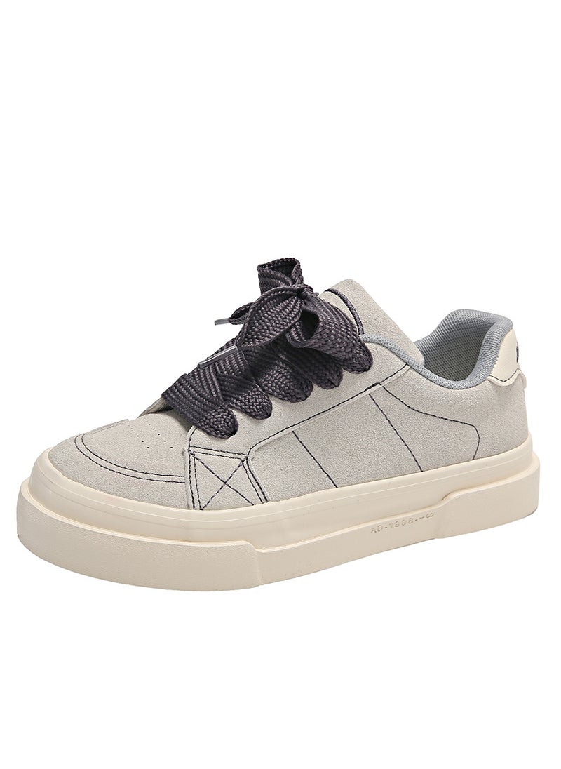 2024 Fashion Canvas Shoes Women Spring Thick Sole Lace-up Gray