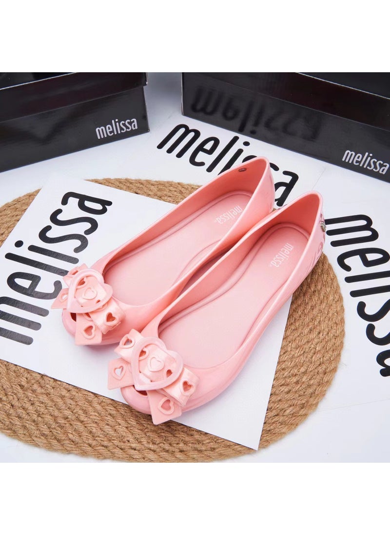 2024 Melissa Jelly Flats with Heart Bow for Women Pink