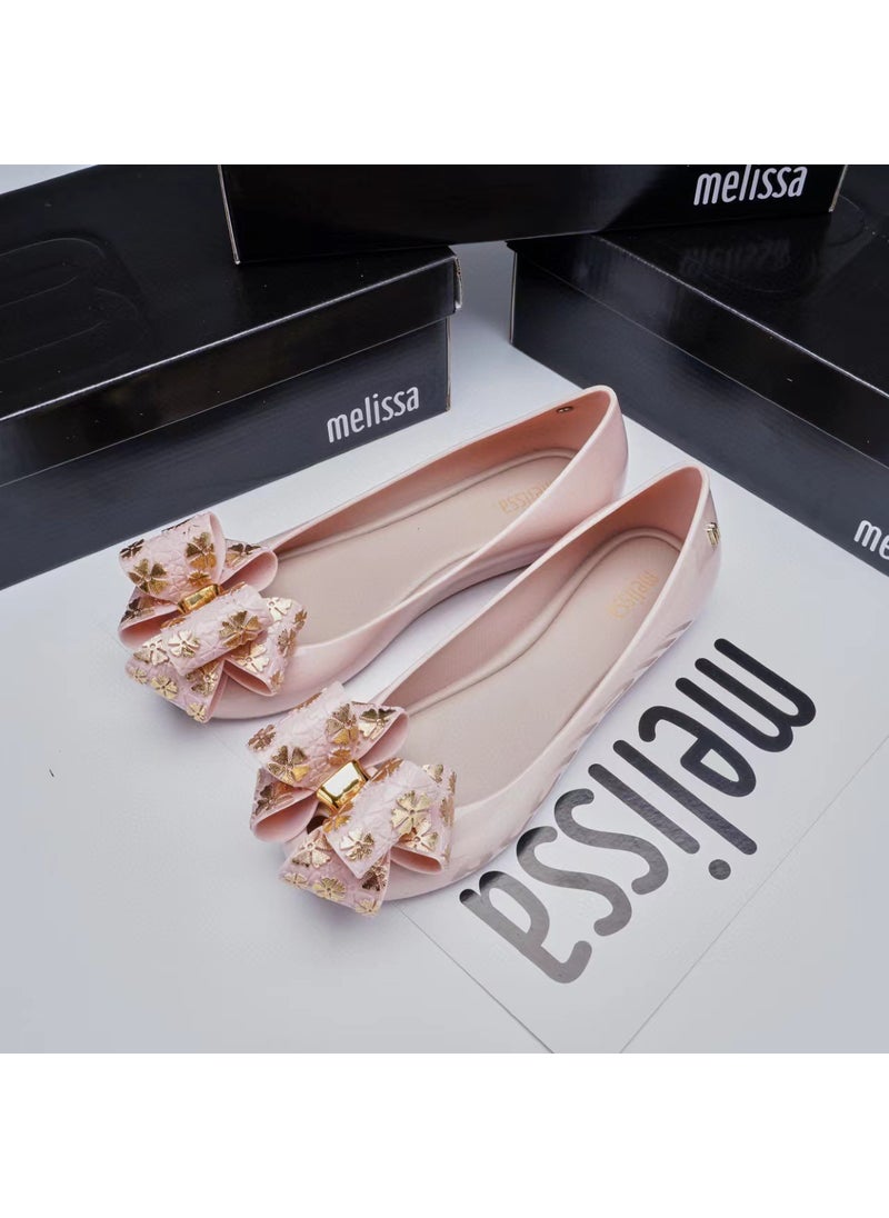 2024 Melissa Jelly Flats Butterfly Knot Fish Mouth Sandals Pink