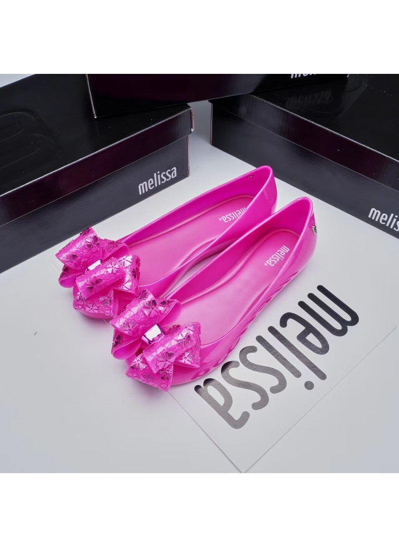 2024 Melissa Jelly Flats Butterfly Knot Fish Mouth Sandals rose red