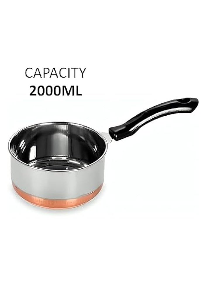 Stainless Steel with Copper Base Saucepan, Saucepan with Comfortable handle 2000ml (19cm)