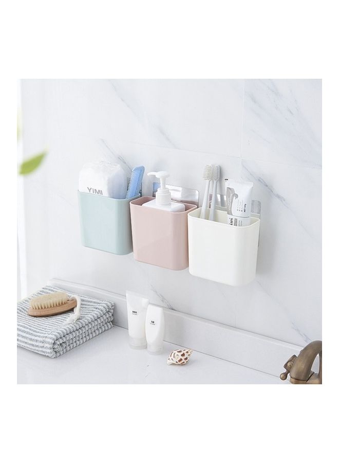 3 Pieces Bathroom Rack Wall-mounted Suction Cup Free Punch Storage Box Multicolour 22x12x13cm