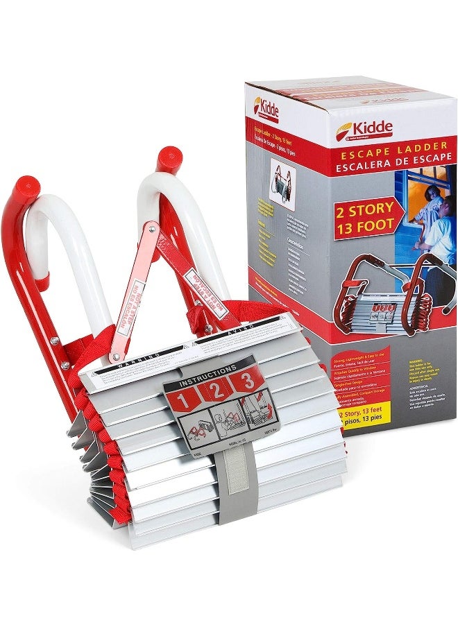 Fire Escape Ladder, 2-Story Rope Ladder, Extends to 13-Feet, Anti-Slip Rungs