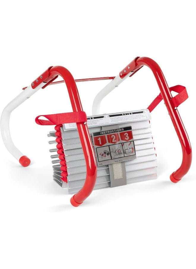 Fire Escape Ladder, 2-Story Rope Ladder, Extends to 13-Feet, Anti-Slip Rungs