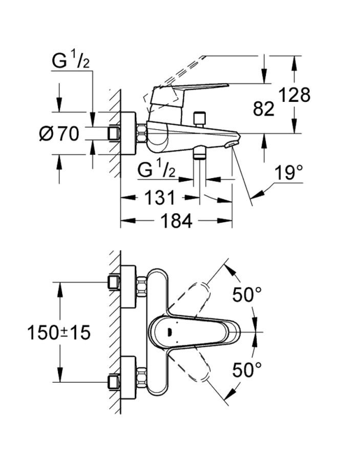 Shattaf Bathtub Mixer Silver 150x184x184mm