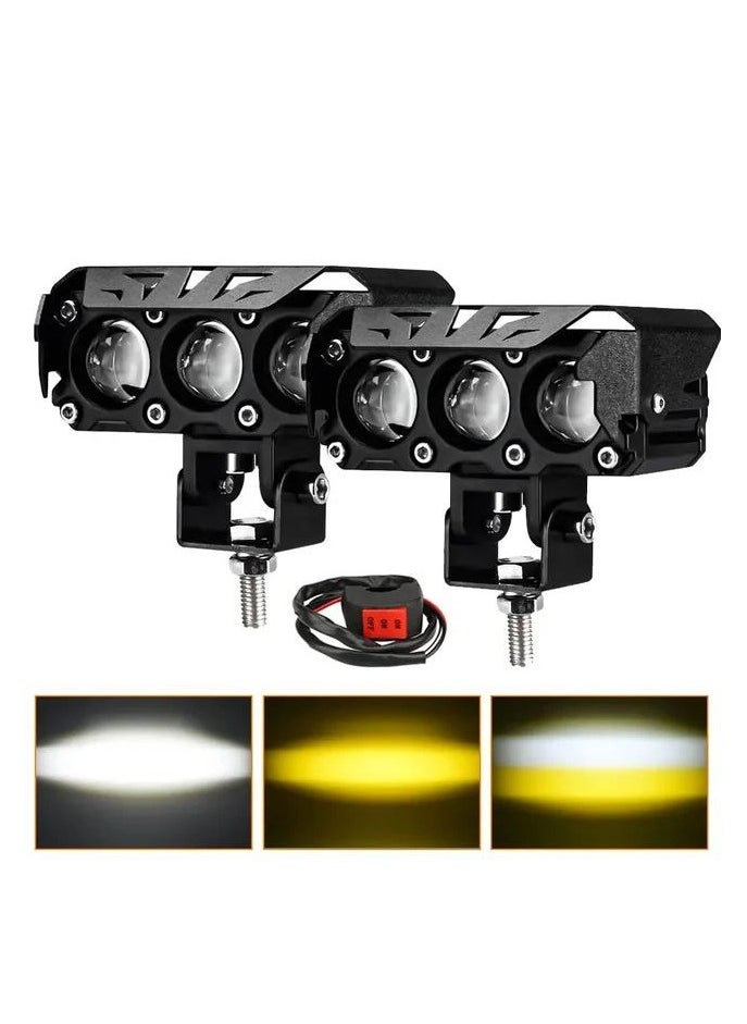 200W Motorcycle Lens Spotlight Car Fog Light Dual Color Led Headlight Headlamp ATV Scooter Auxiliary LED Lamp Accessories.