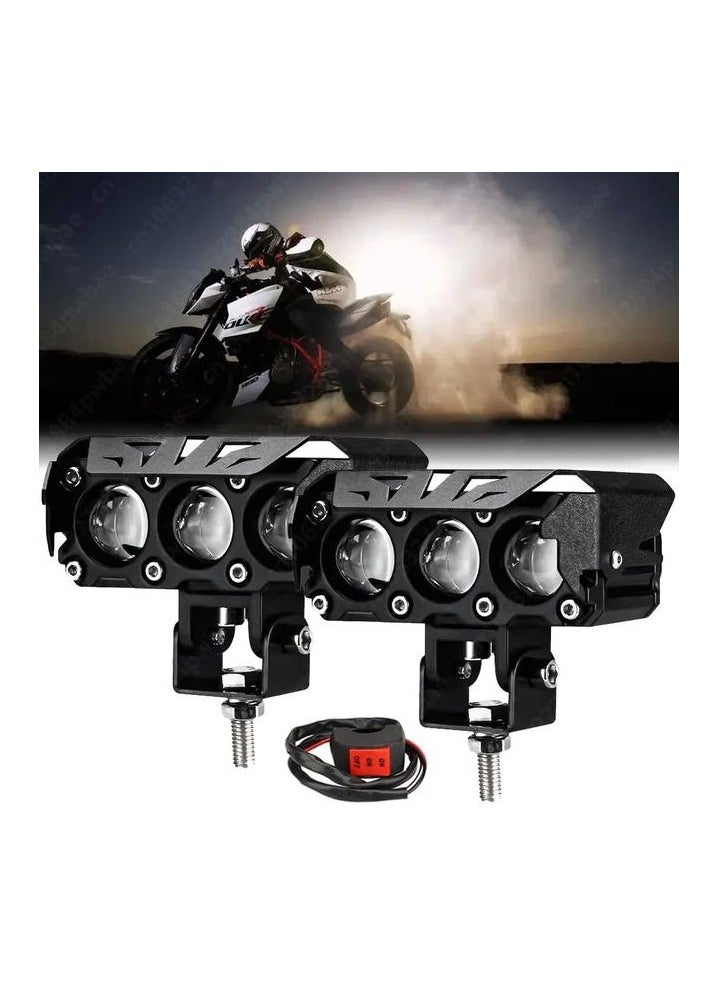 200W Motorcycle Lens Spotlight Car Fog Light Dual Color Led Headlight Headlamp ATV Scooter Auxiliary LED Lamp Accessories.