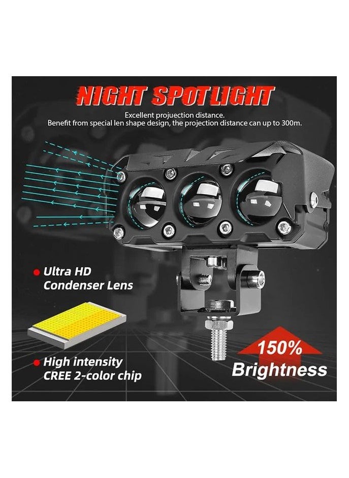 200W Motorcycle Lens Spotlight Car Fog Light Dual Color Led Headlight Headlamp ATV Scooter Auxiliary LED Lamp Accessories.