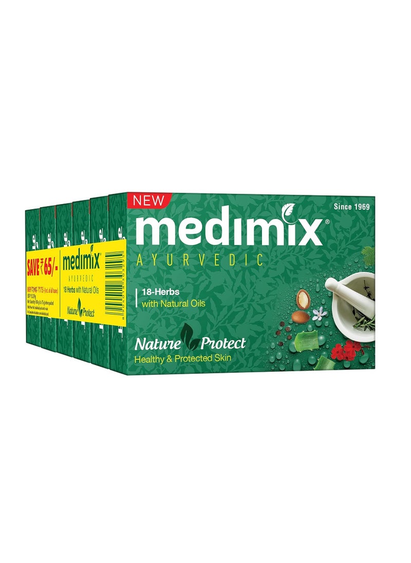 Medimix Ayurvedic Classic 18 Herbs Bathing Soap 75g (Buy 5 Get 1 EXTRA Combo Pack) | Natural Oils For Healthy & Protected Skin | Shop Herbal | Natural | Paraben-free & Sulphate-free | 100% Vegan