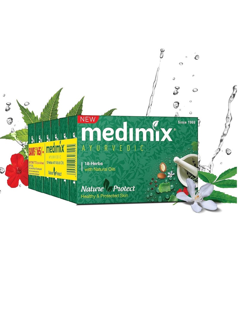 Medimix Ayurvedic Classic 18 Herbs Bathing Soap 75g (Buy 5 Get 1 EXTRA Combo Pack) | Natural Oils For Healthy & Protected Skin | Shop Herbal | Natural | Paraben-free & Sulphate-free | 100% Vegan