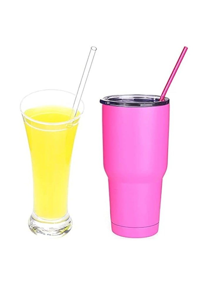 27cm Long Rainbow Colored Reusable  Plastic Replacement Straws for 20 OZ 30 OZ Tumblers, Set of 25 with Cleaning Brush