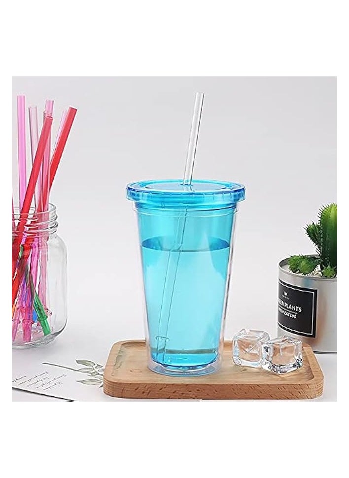 27cm Long Rainbow Colored Reusable  Plastic Replacement Straws for 20 OZ 30 OZ Tumblers, Set of 25 with Cleaning Brush