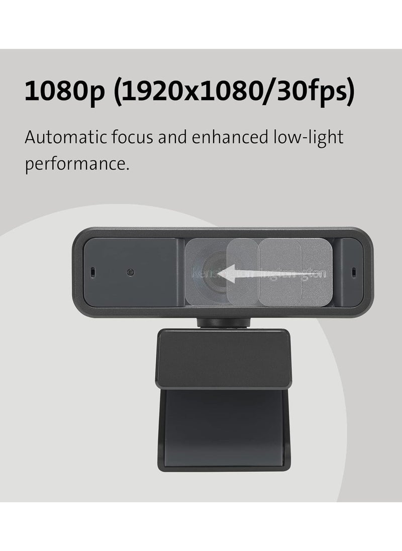 W2050 Pro 1080p Auto Focus Pro Webcam with Dual Stereo Microphone for Video Conferencing, Software Control, Privacy Shutter, Compatible with Zoom/Skype/Teams and More