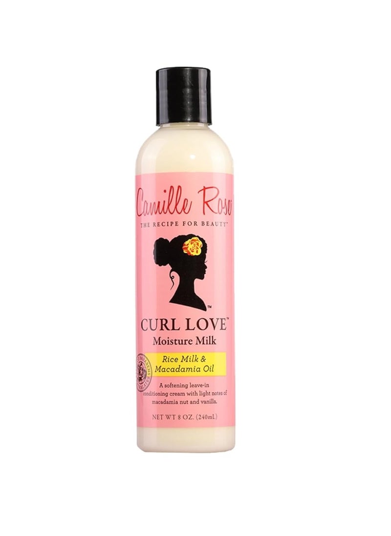 Camille Rose Curl Love Moisture Milk Leave-In Conditioner, with Rice Milk and Macadamia Oil to Soften, Smooth and Detangle Curly Hair, 8 oz