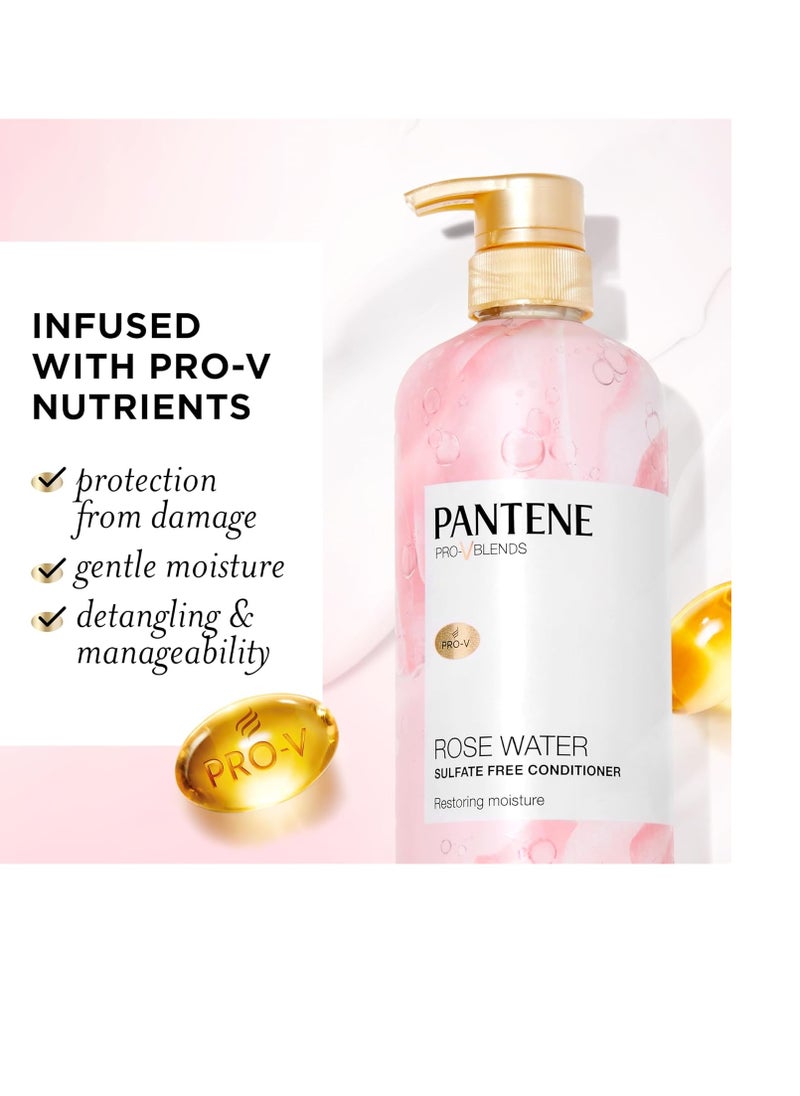 Pantene Rose Water Conditioner, Soothes, Replenishes Hydration, Safe for Color Treated Hair, Nutrient Infused with Vitamin B5 and Antioxidants, Pro-V Blends, 30.0 oz