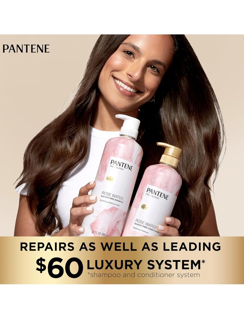 Pantene Rose Water Conditioner, Soothes, Replenishes Hydration, Safe for Color Treated Hair, Nutrient Infused with Vitamin B5 and Antioxidants, Pro-V Blends, 30.0 oz