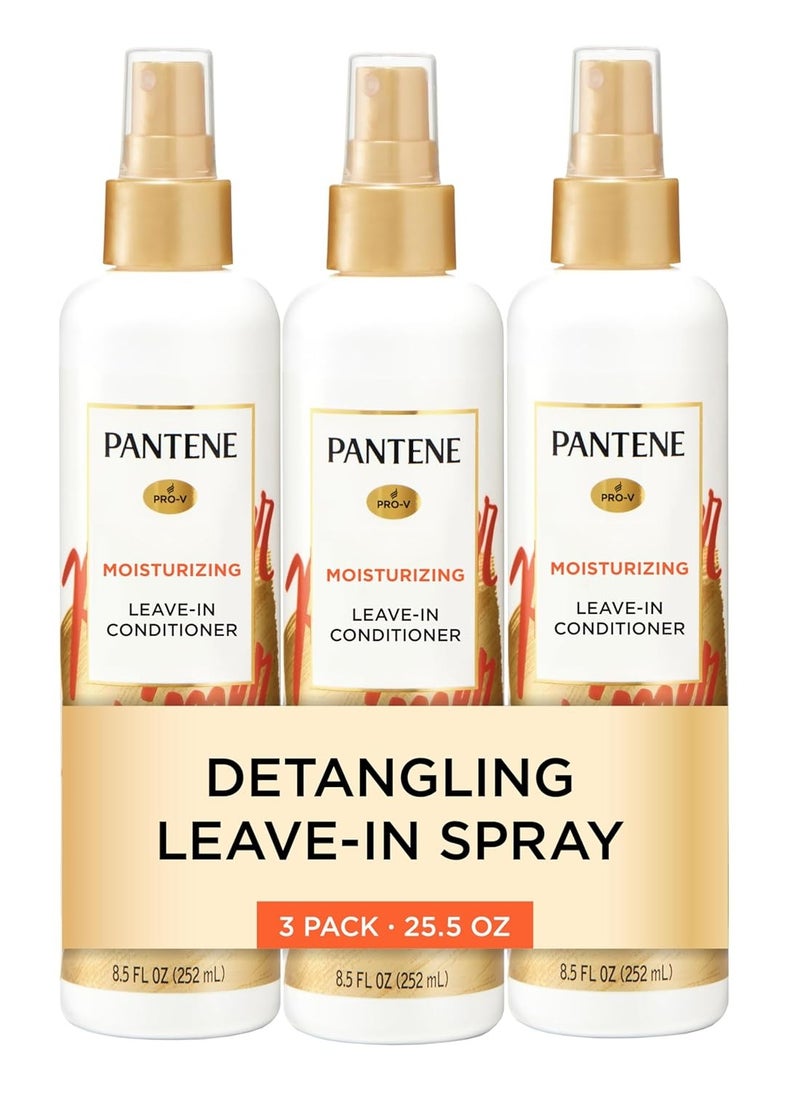 Pantene Conditioning Detangler Spray, Pro-V Repair & Protect, Nutrient Boost for Damaged Hair, Antioxidant Enriched, Leave-In Conditioner, Smooth & Shine, Sulfate-Free, 8.5 Fl Oz, 3 Pack