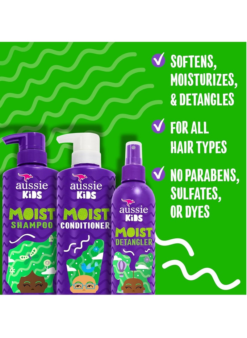 Aussie Kids Hair Care Bundle Set Including: Shampoo (16 Fl Oz), Conditioner (16 Fl Oz) & Detangler Spray (8 Fl Oz), Paraben- Freem Sulfate-Free, Dye-Free, Cruelty-Free, Tangle-Free Styling