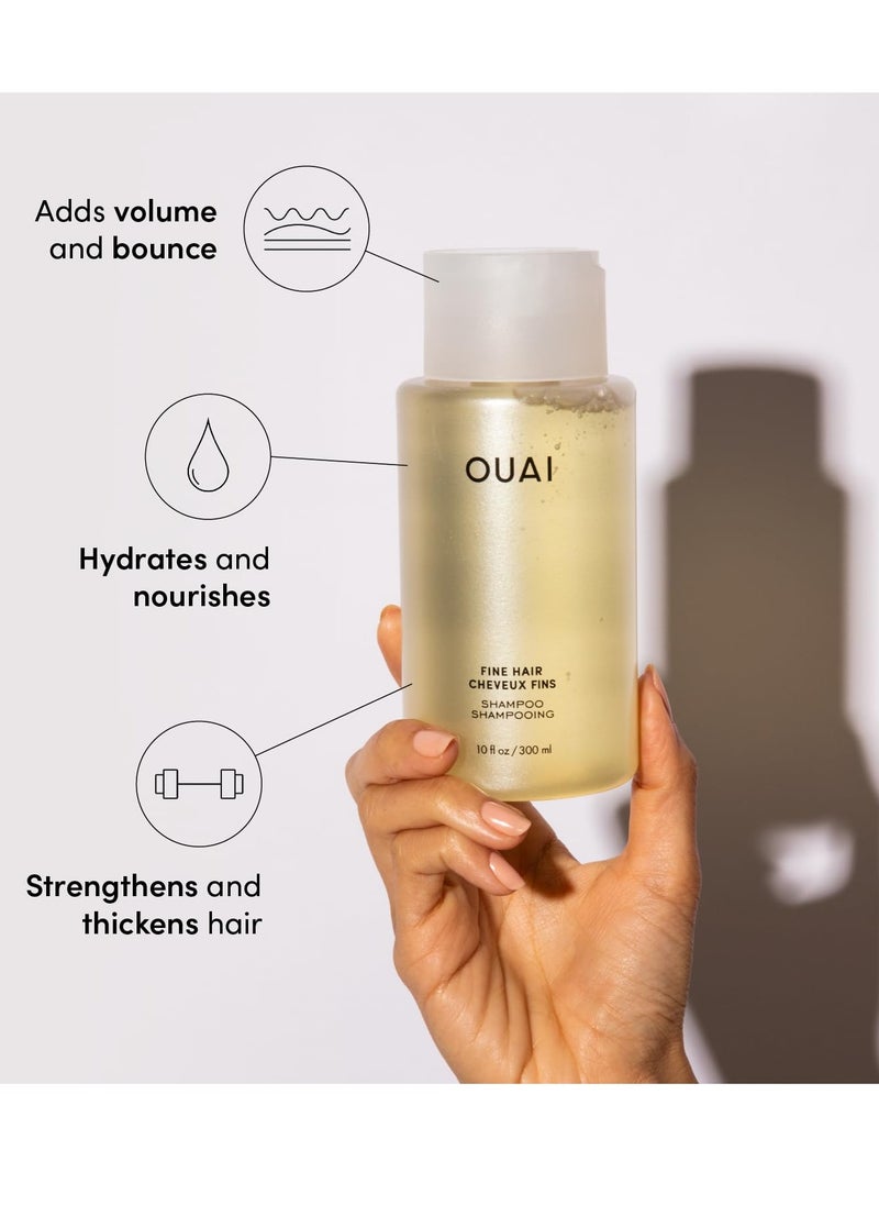 OUAI Fine Shampoo and Conditioner Set - Sulfate Free Shampoo and Conditioner for Fine Hair - Made with Keratin, Marshmallow Root, Shea Butter & Avocado Oil - Free of Parabens & Phthalates (10 Fl Oz)