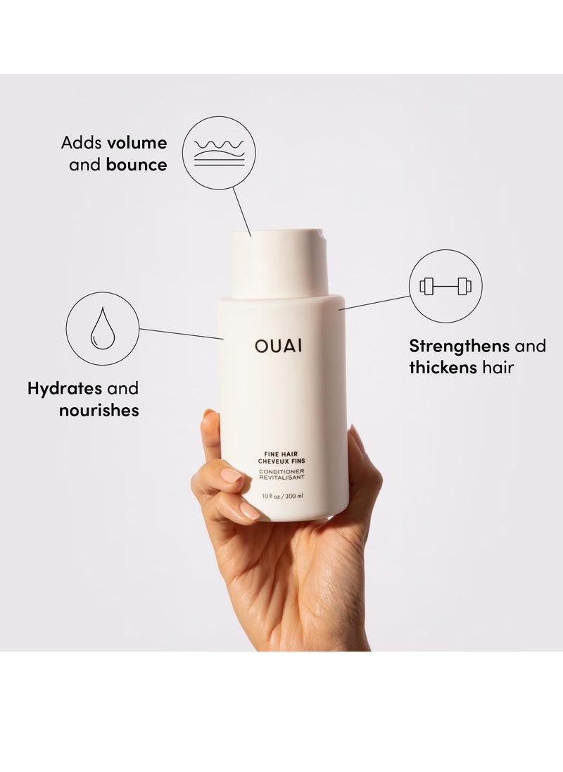 OUAI Fine Shampoo and Conditioner Set - Sulfate Free Shampoo and Conditioner for Fine Hair - Made with Keratin, Marshmallow Root, Shea Butter & Avocado Oil - Free of Parabens & Phthalates (10 Fl Oz)