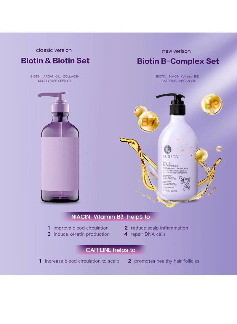 Luseta B-Complex Shampoo & Conditioner Set for Hair Growth and Strengthening, Routine shampoo and Conditioner for women hair loss, Biotin Shampoo and Conditioner for Thinning Hair All Types 2 x 16.9oz