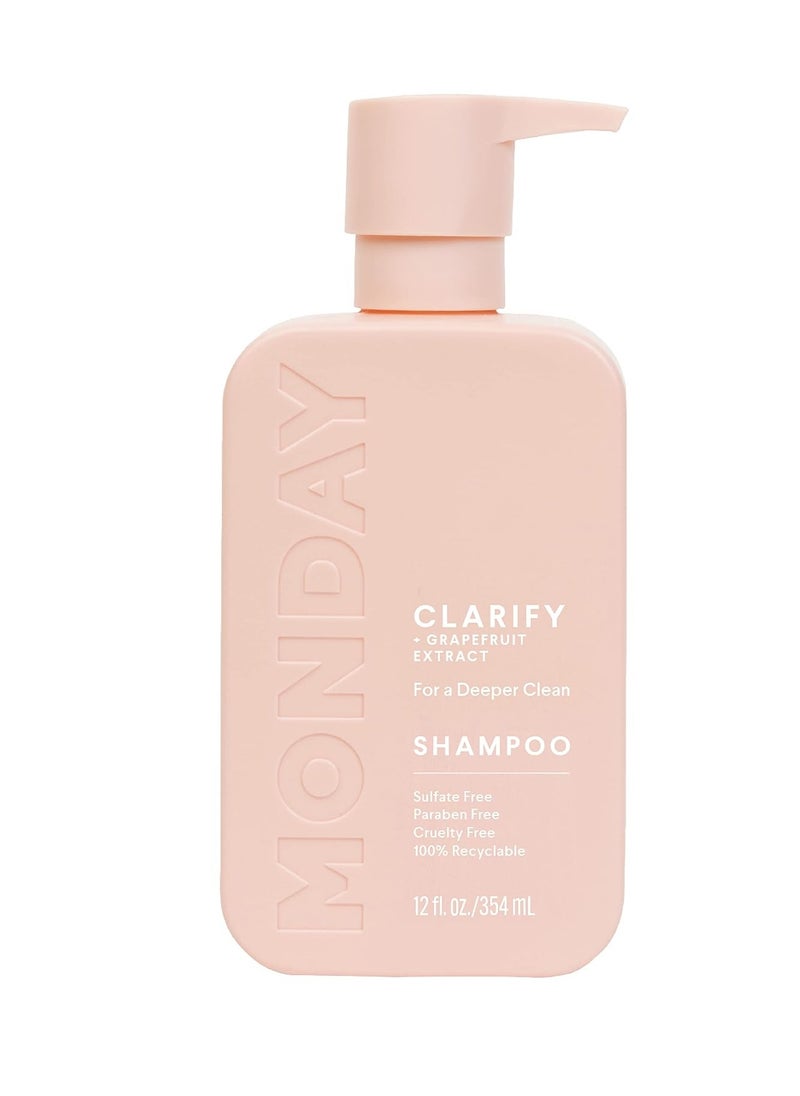 MONDAY HAIRCARE Clarify Shampoo and Conditioner Set 12oz for Oily Hair, Made with Grapefruit Extract, Coconut Oil, Shea Butter, Vitamin E and Provitamin B5