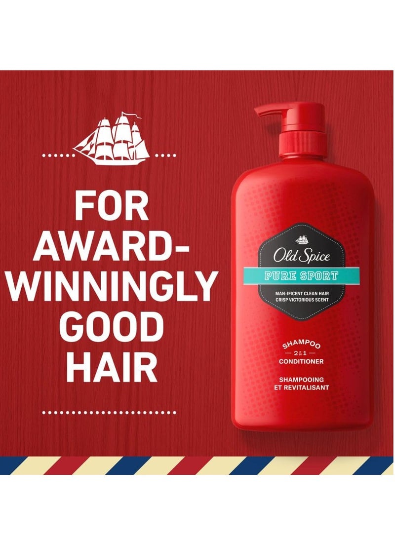 Old Spice Pure Sport 2in1 Shampoo and Conditioner for Men, Twin Pack, Lemon, 58.4 Fl Oz