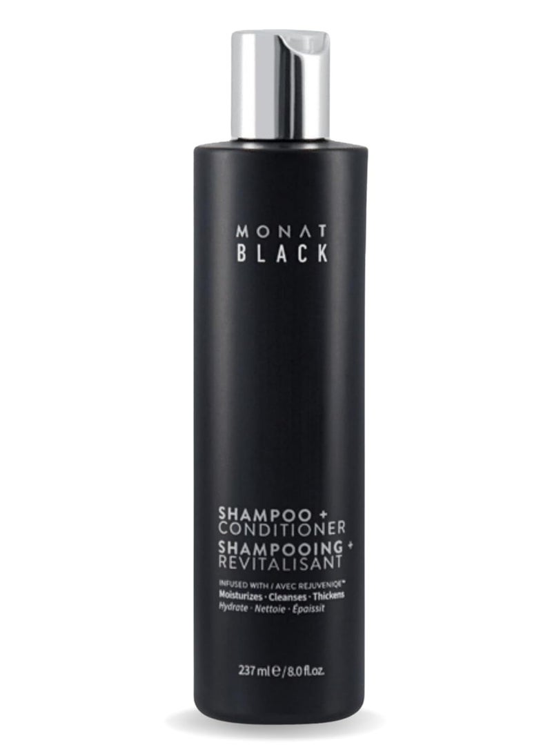 MONAT Black Shampoo + Conditioner - Mens Shampoo and Conditioner 2 in 1 Black Hair Care. A 2-in-1 Shampoo Conditioner Formulated for Optimal Hair Health In One Step. - Net Wt. 237 ml / 8.0 fl. oz.