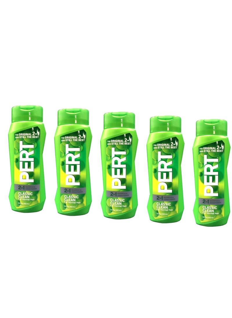 Pert Plus 2-in-1 Shampoo Plus Conditioner, Normal Hair 13.50 oz ( Pack of 5)