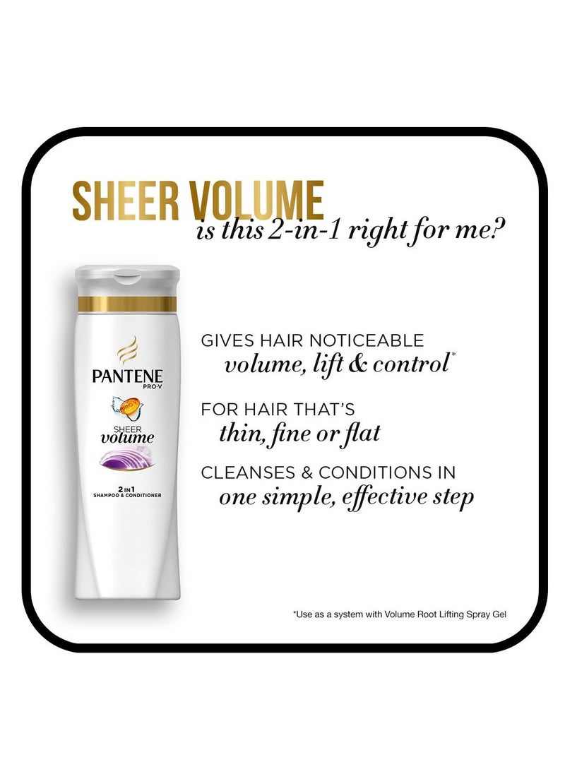 Pantene Pro-V 2 in 1 Shampoo & Conditioner, Sheer Volume with Collagen, 12.6 Ounce