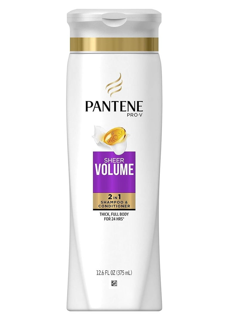 Pantene Pro-V 2 in 1 Shampoo & Conditioner, Sheer Volume with Collagen, 12.6 Ounce