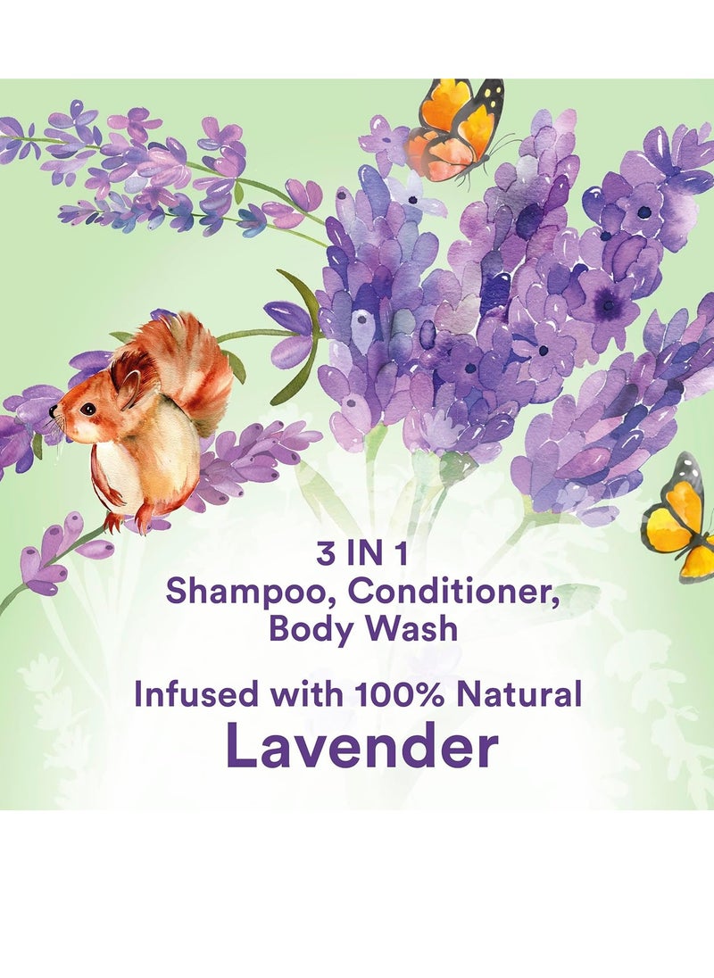 Suave Kids Natural Lavender Oil 3-in-1 Tear Free, Body Wash, Shampoo and Conditioners, No Sulfates, No Parabens, No Silicones, No Dyes, 16.5 Oz Pack of 4