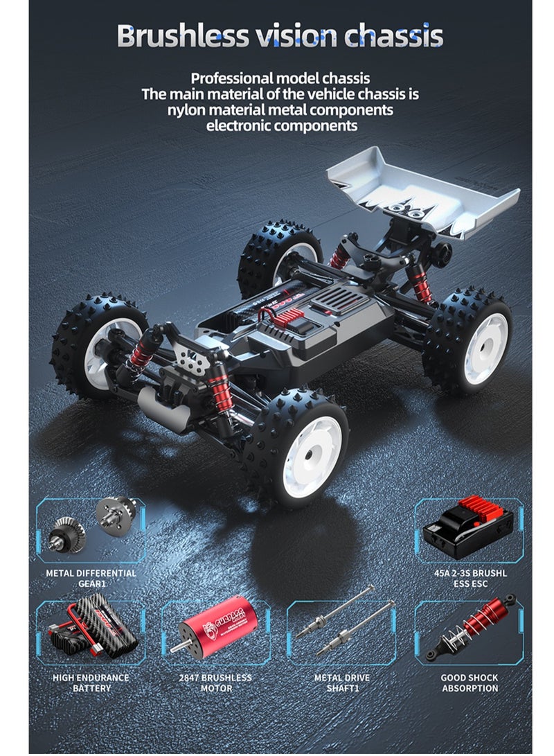 S911 PRO 1:16 Remote Controlled Car, 70km/h RC High Speed Drift Racing Car, 2.4GHz Brushless Motor, 4WD Off Road Race Buggy