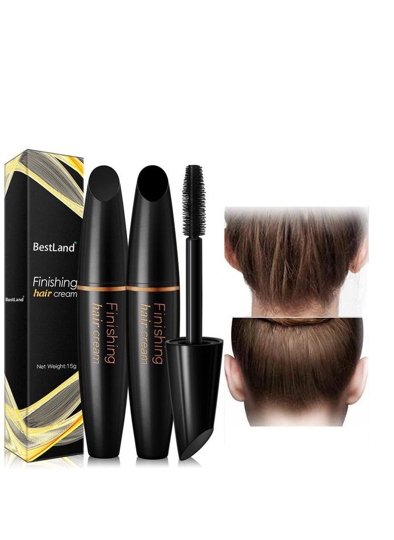 BestLand 2 Pcs Hair Finishing Stick, Hair Mascara Flyaway Hair Tamer Stick, Refreshing Not Greasy Feel Shaping Gel, Wax Fixer for Bangs, Edges, Frizz and Baby Hairs Control, Slick Back Hair Product