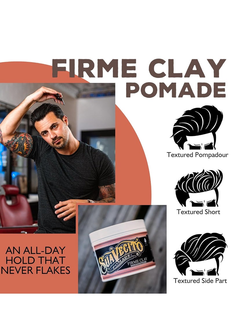 Suavecito Pomade Firme Clay - Strong Hold Hair Clay For Men - Low Shine Matte Hair Clay Pomade For Natural Texture Hairstyles