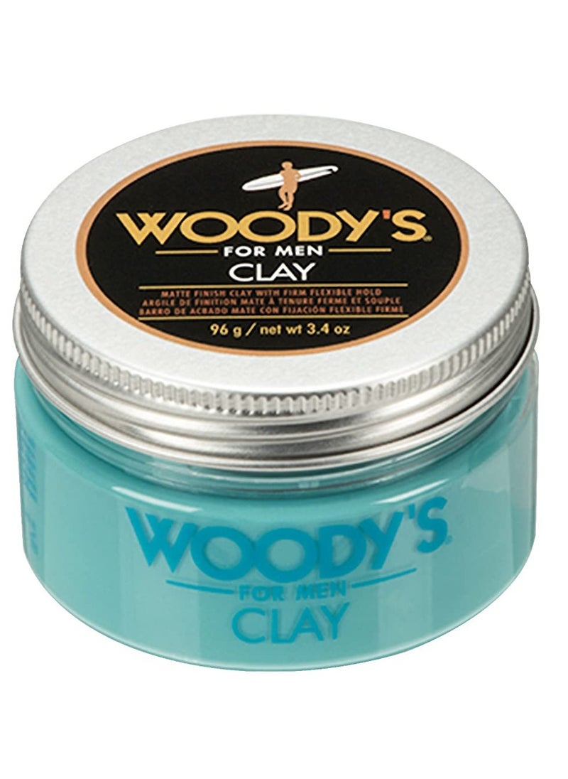 Woody's Premium Matte Finish Clay for Men, Firm & Flexible Hold, Sculpt, Define & Texturize, 3.4 Oz