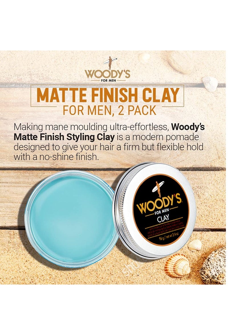 Woody's Premium Matte Finish Clay for Men, Firm & Flexible Hold, Sculpt, Define & Texturize, 3.4 Oz